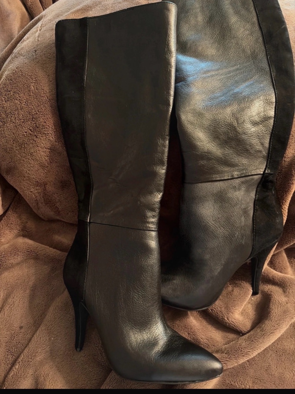 Jessica Simpson Black Over-the-Knee Leather Stiletto Boots